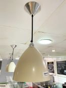 5 x Suspended Light Pendants - Metal Pendants With Cream Finish and Chrome Ceiling Fittings -