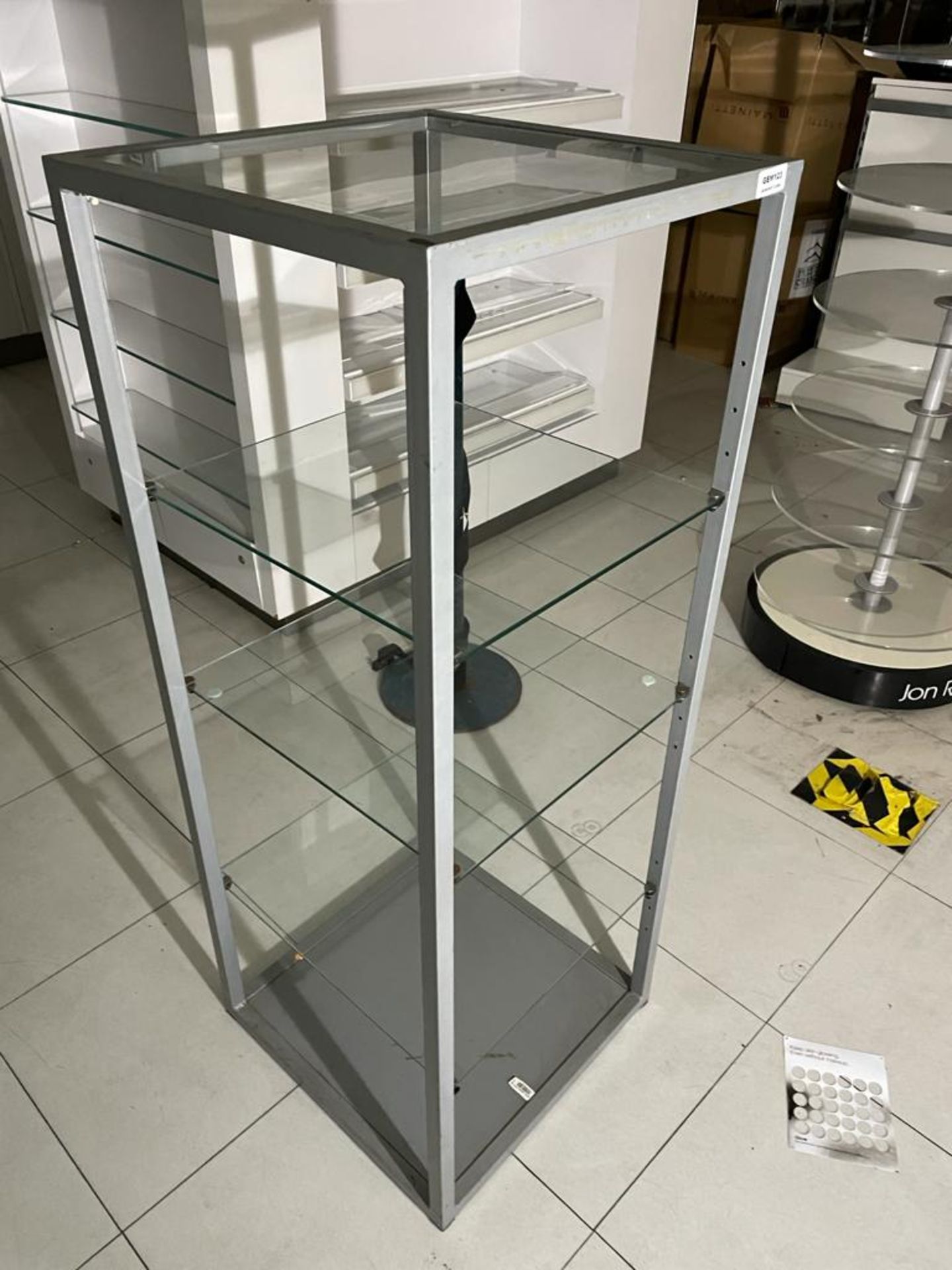 6 x Five Tier Display Shelves With Metal Frame and Four Glass Shelves - Size H129 x W50 x D50 - Image 2 of 3