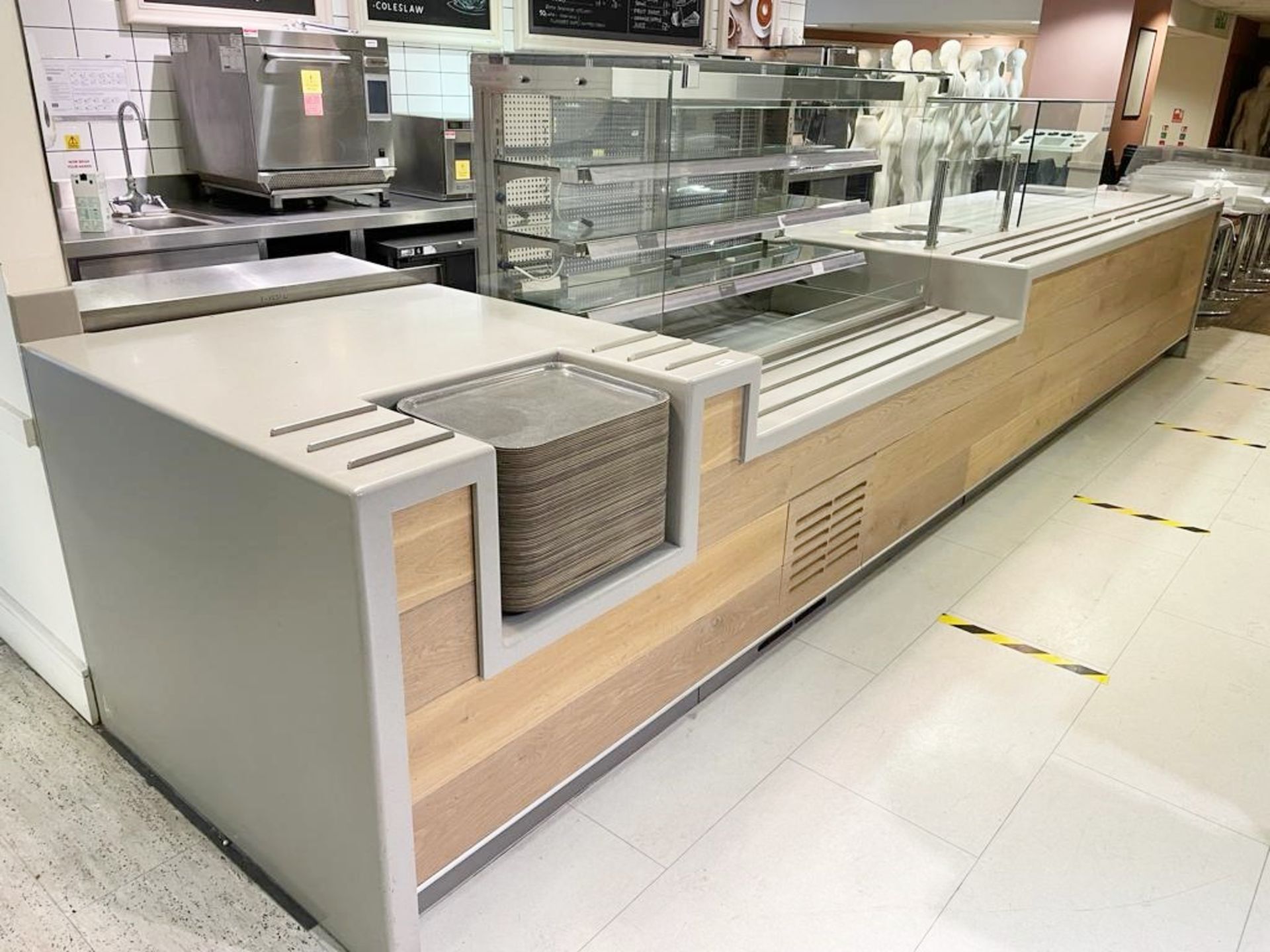1 x Canteen Servery Counter Featuring Self Server Chiller, Plate Dispensers, Display Cabinet, - Image 2 of 26