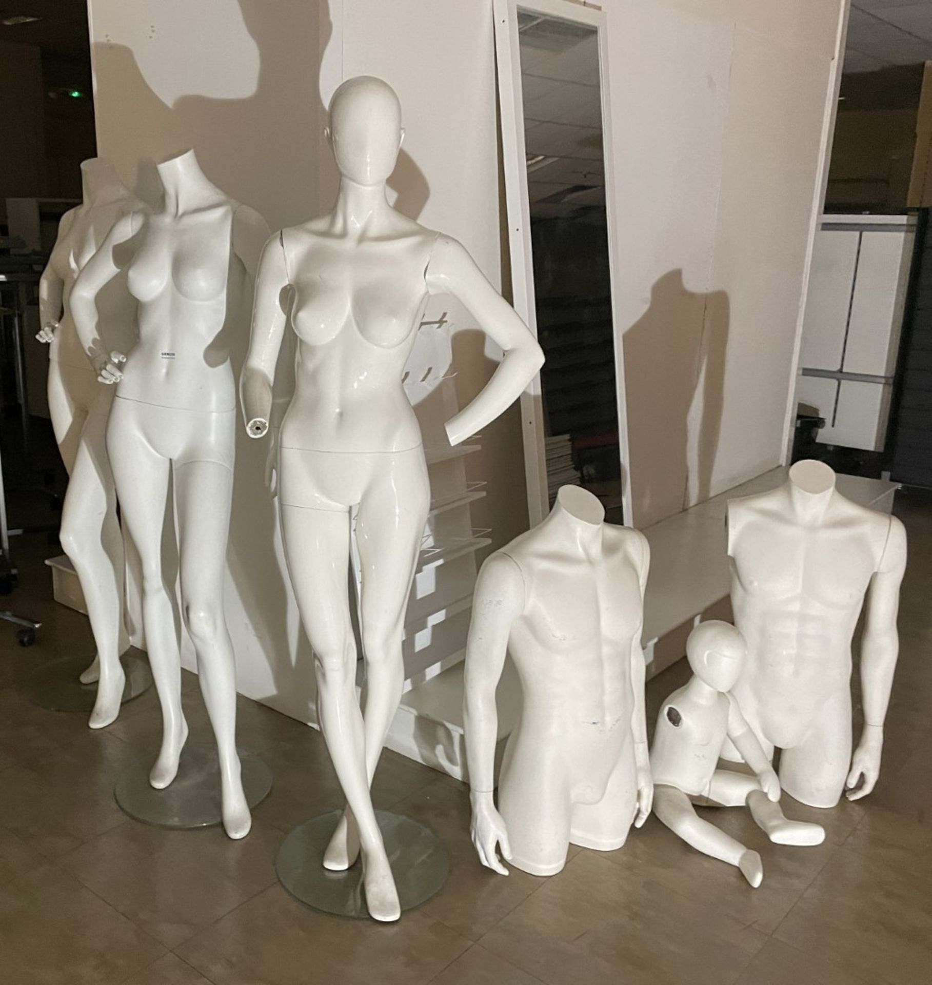 6 x Assorted Mannequins Plus Four 1 x Wall Mirror and 1 x Wall Display - Includes Complete and - Image 2 of 7