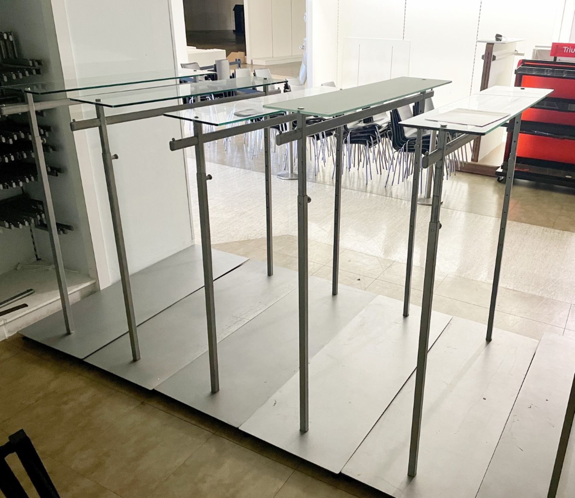 6 x Freestanding Retail Display Clothes Rails - 5 Include Glass Shelf Tops - Size H90 x W150 cms - - Image 4 of 4