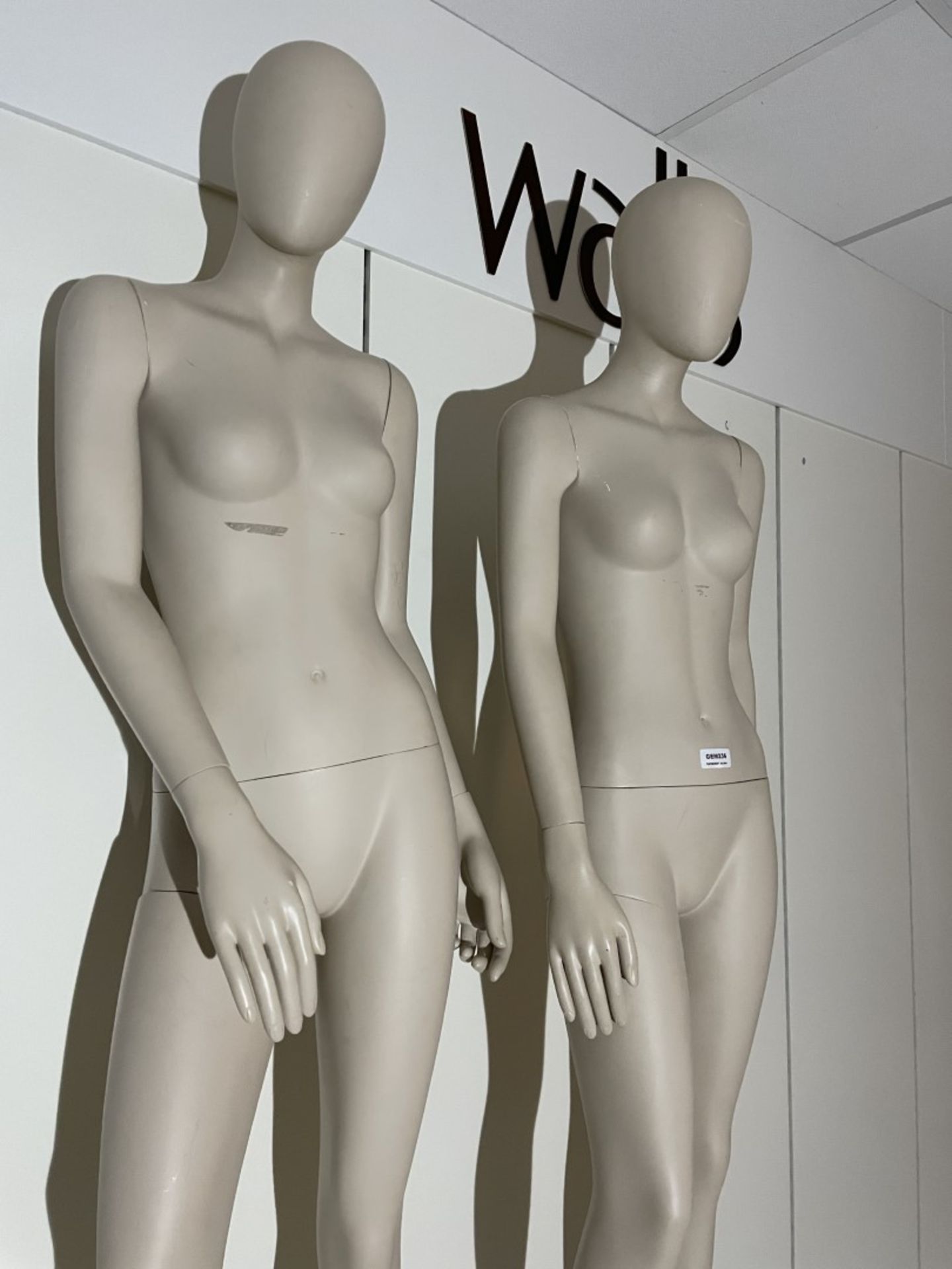 2 x Full Size Female Mannequins on Pedestal Plinth Stands - CL670 - Ref: GEM236 - Location: - Image 6 of 11