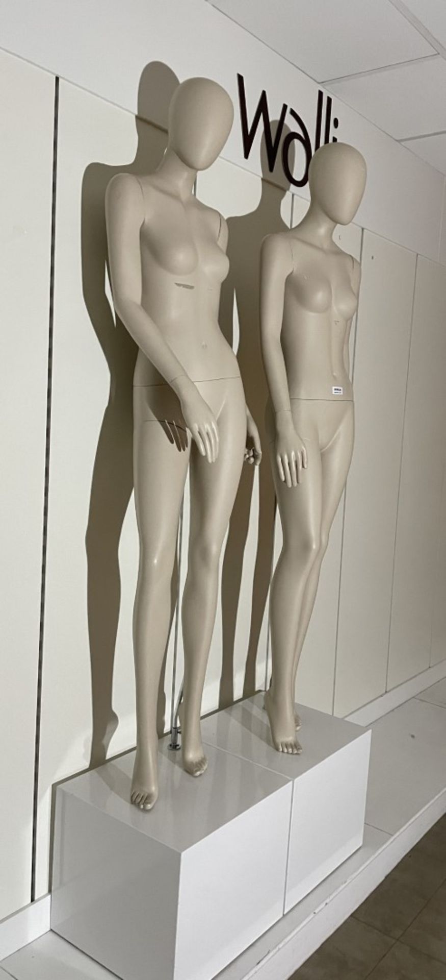 2 x Full Size Female Mannequins on Pedestal Plinth Stands - CL670 - Ref: GEM236 - Location: - Image 8 of 11