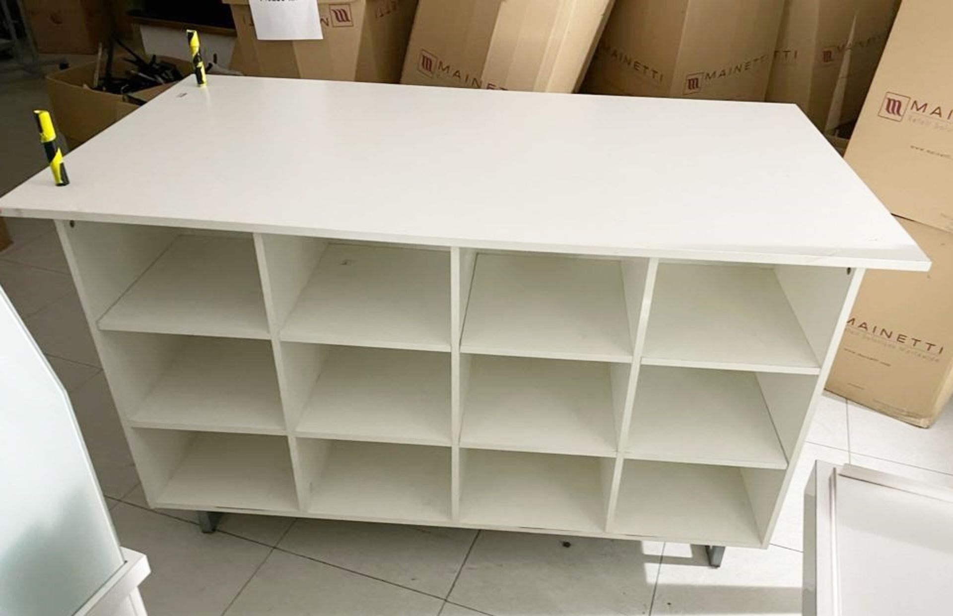 1 x Clothes Retail Table With Undershelves and Castor Wheels - Ideal For Jeans or Tshirts etc -