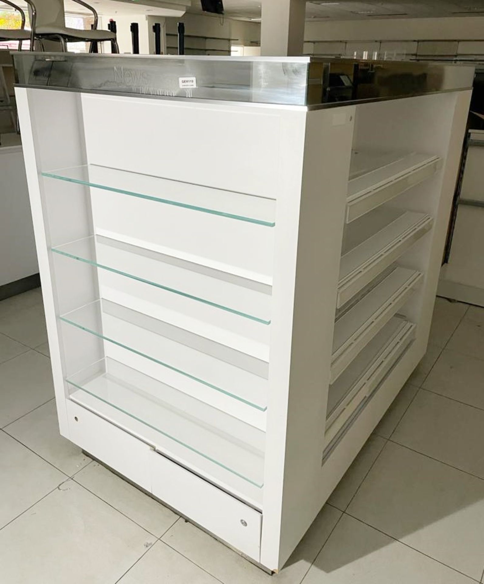 1 x Retail Four Sided Display Island With Shelves, Storage Drawers and Mirrored Panels - Size H150 x - Image 10 of 10