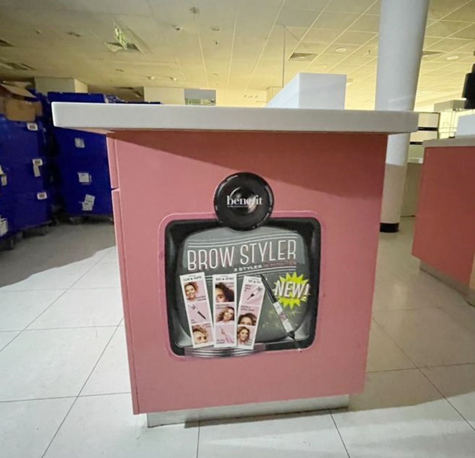 1 x Benefit Retail Testing Counter With Corian Worktop, Sample Holders and Bin Chute - Features Lots - Image 14 of 19