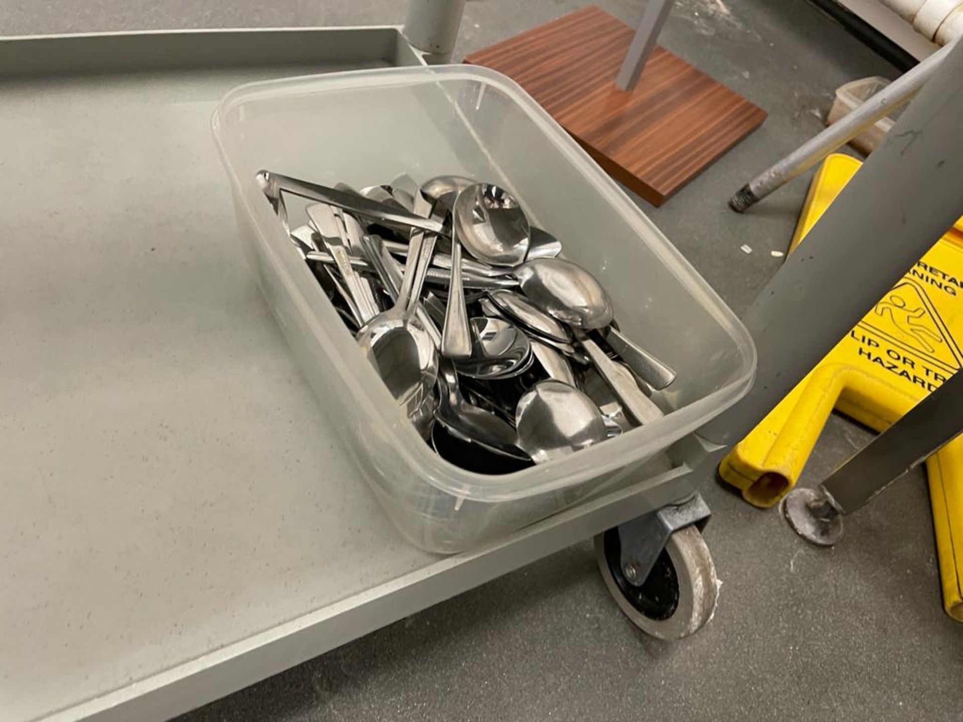 1 x Service Trolley With Push/Pull Handles on Castors - Includes Contents Such as Knives, Forks, - Image 4 of 7