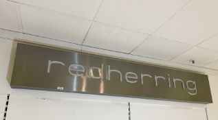 2 x Redherring Illuminated Promotional Signs - Gunmetal With Raised White Lettering - Size 40 x