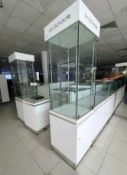 4 x Jon Richard Upright Retail Display Cabinets Featuring Access Door, Internal Spotlights and