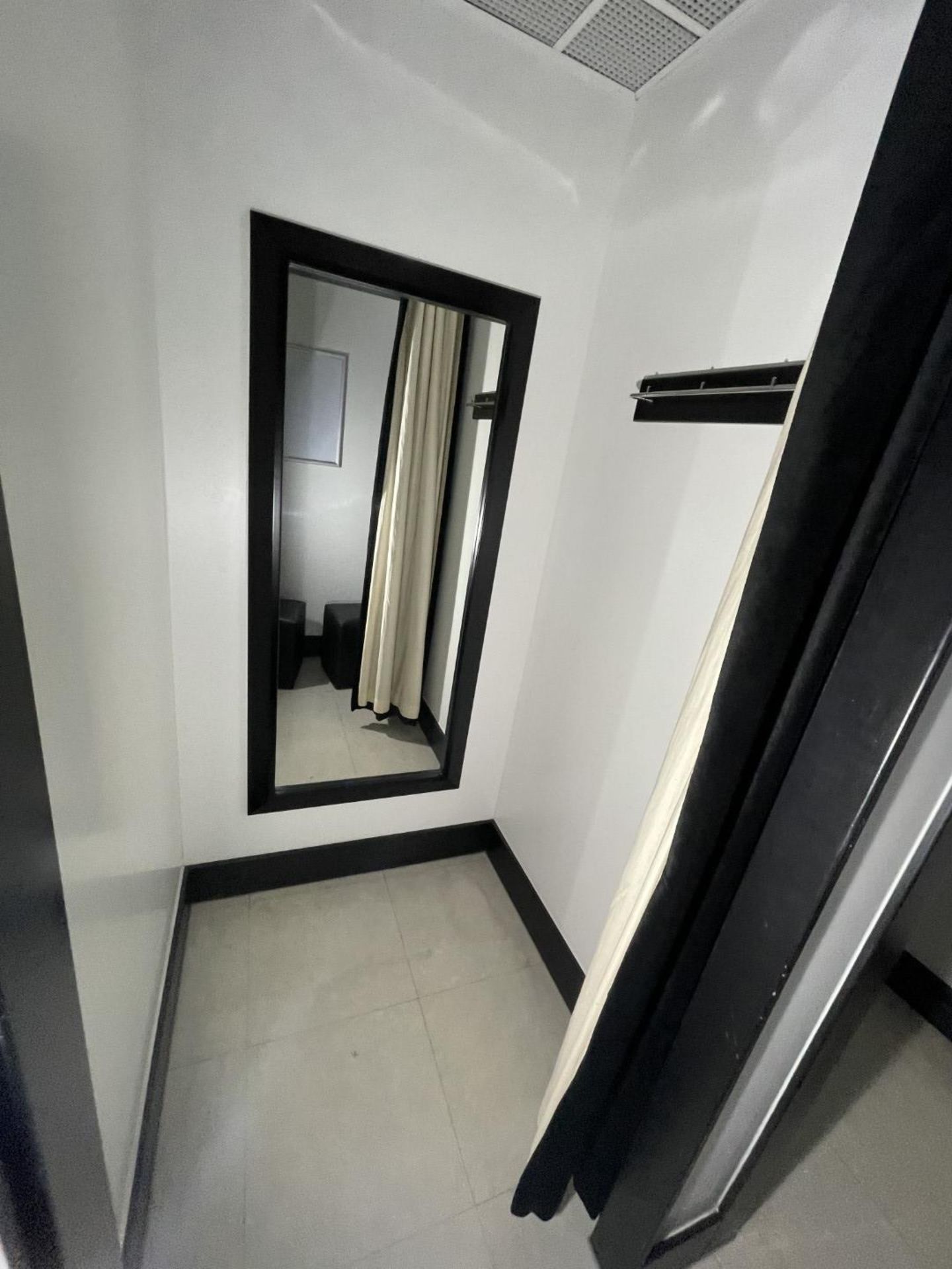 Contents of Customer Changing Rooms - Includes 4 x Black Curtains With Rails, 4 x Mirrors With Black - Image 10 of 16