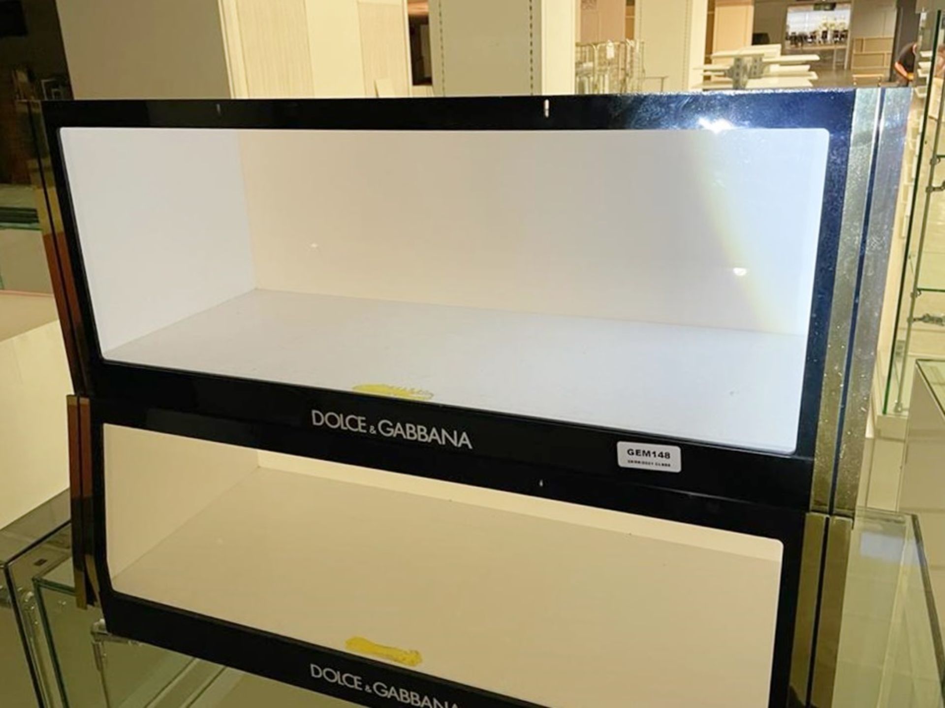 2 x Dolce & Gabbana Display Cases With Black Perspex Fascias - Size H24 x W77 x D30 cms - CL670 - - Image 4 of 10