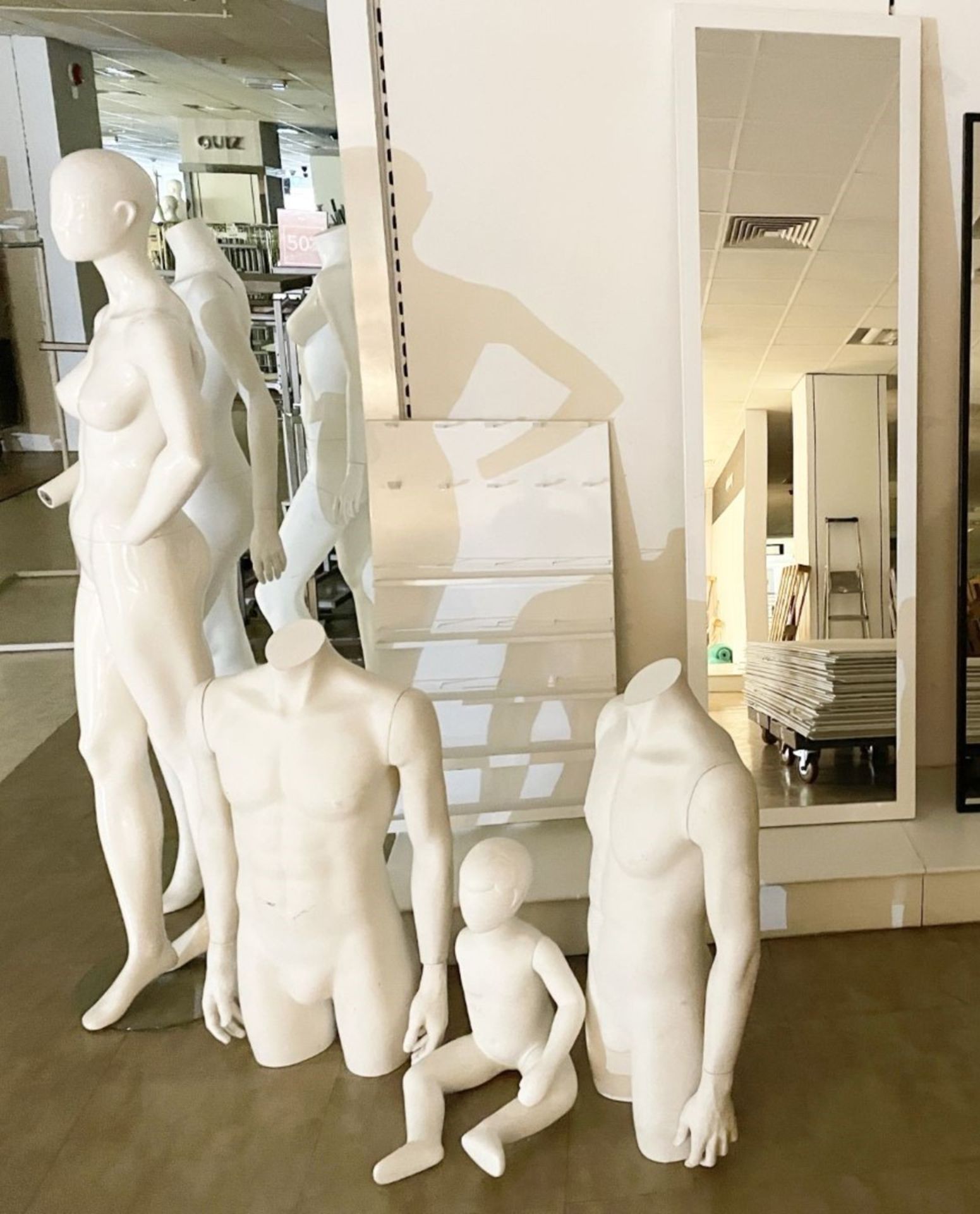 6 x Assorted Mannequins Plus Four 1 x Wall Mirror and 1 x Wall Display - Includes Complete and