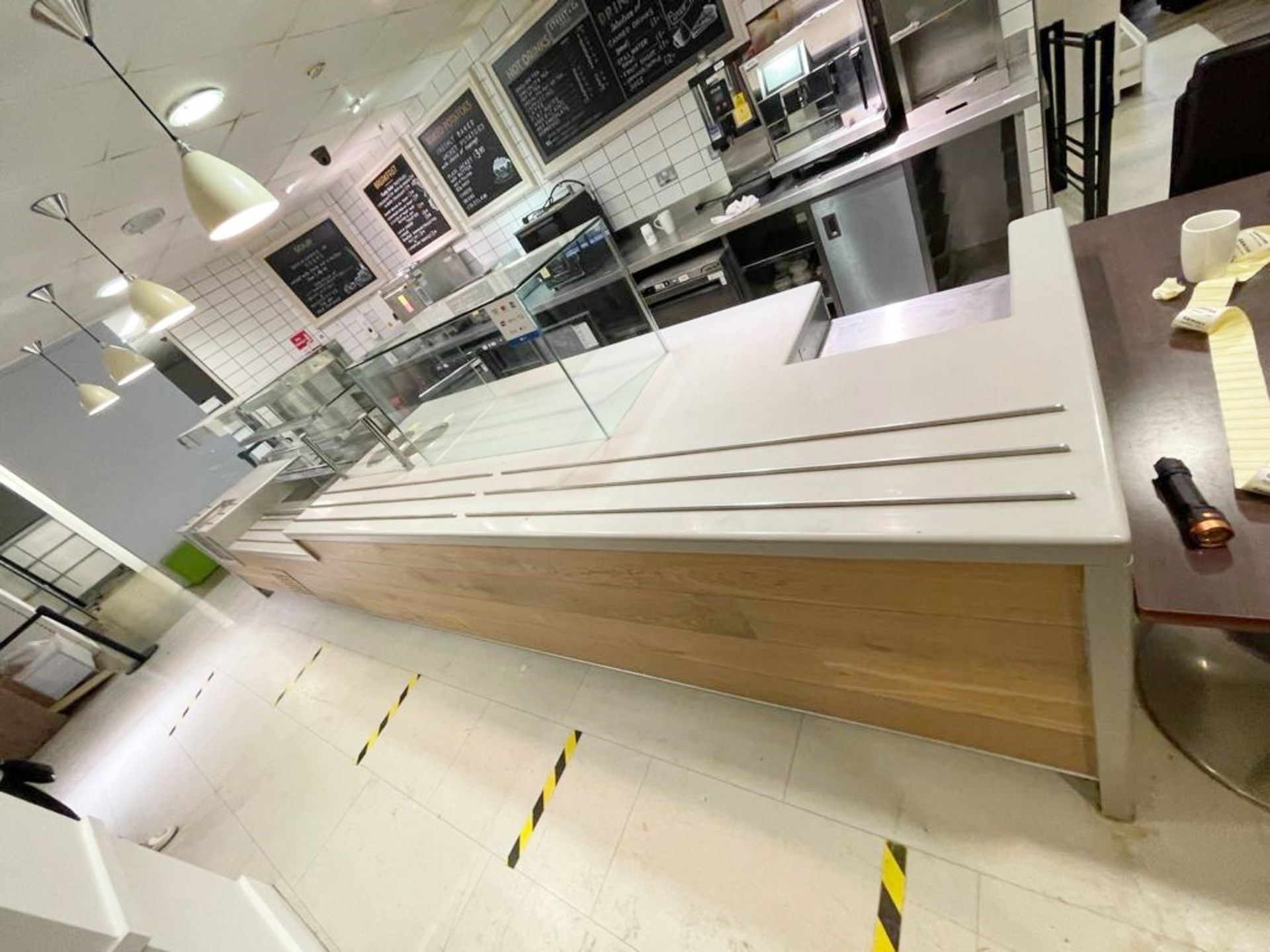 1 x Canteen Servery Counter Featuring Self Server Chiller, Plate Dispensers, Display Cabinet, - Image 17 of 26