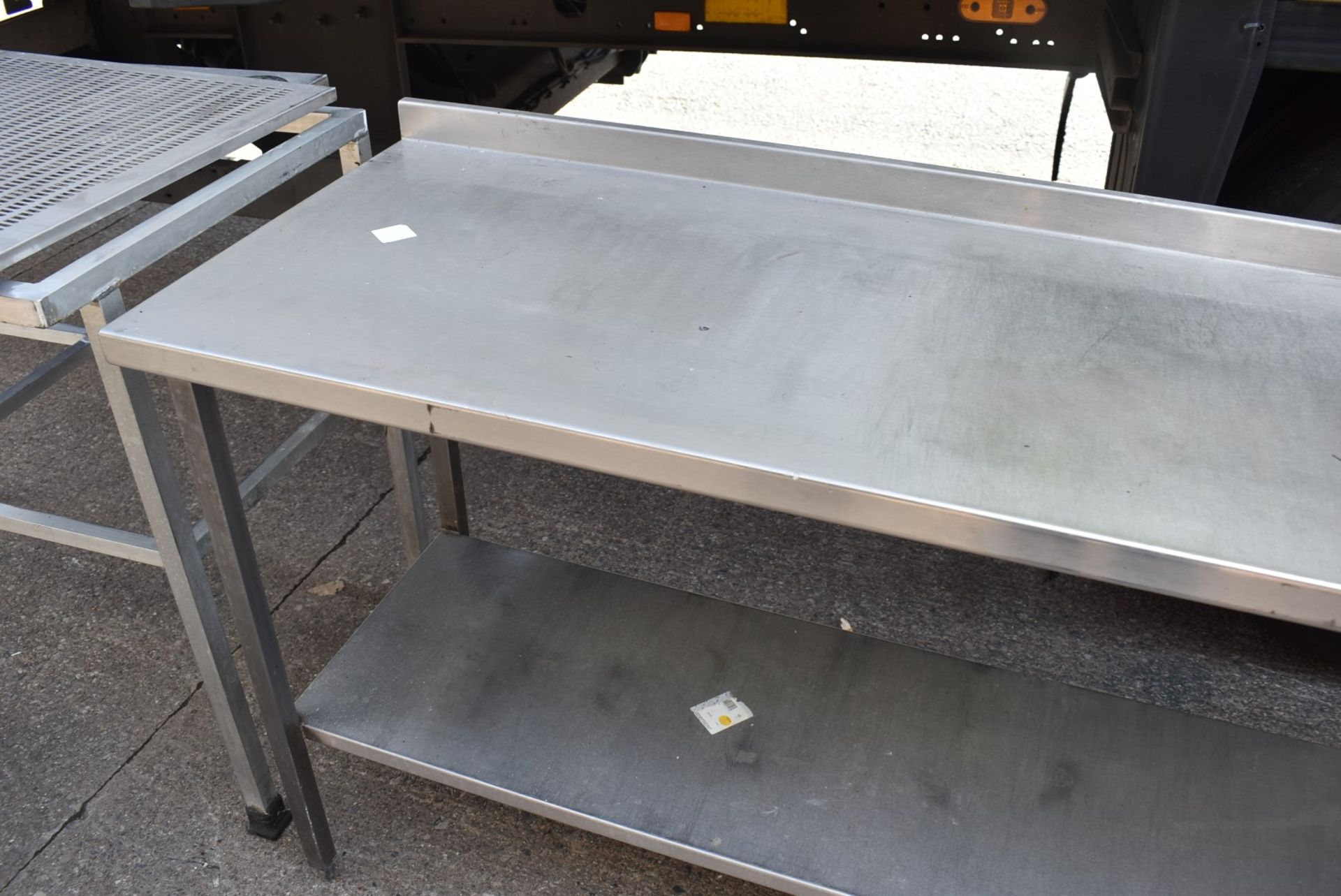 1 x Stainless Steel Prep Table With Upstand and Undershelf - Dimensions: H86 x W180 x D60 cms - Image 3 of 7