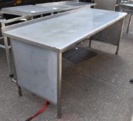 1 x Stainless Steel Prep Table With Closed Back and Sides - Dimensions: H87 x W200 x D80 cms -