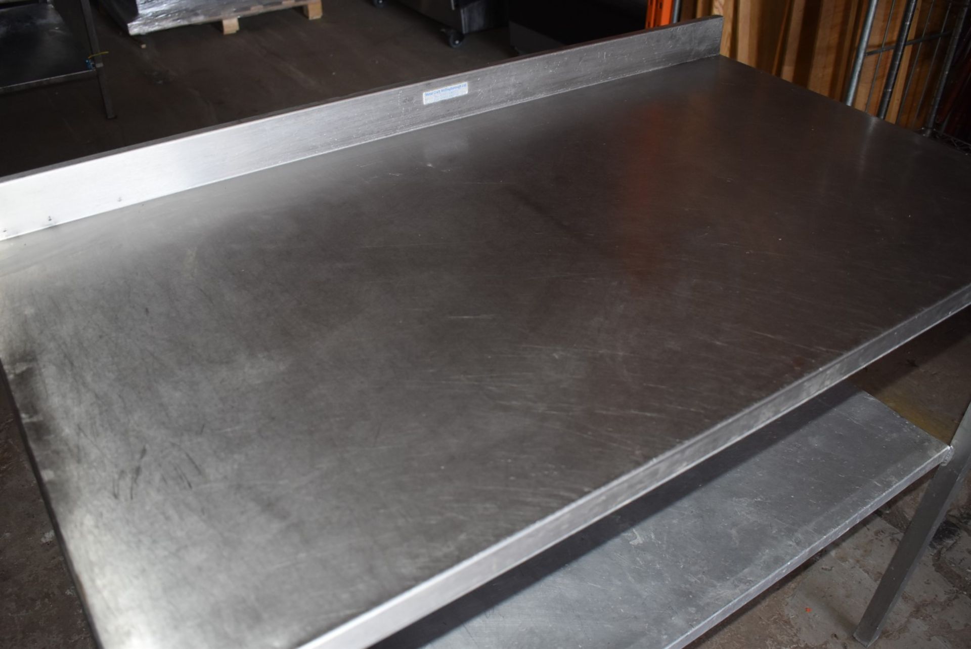 1 x Stainless Steel Prep Table With Upstand and Undershelf - H92 x W115 x D65 cms - Dimensions: - Image 4 of 8