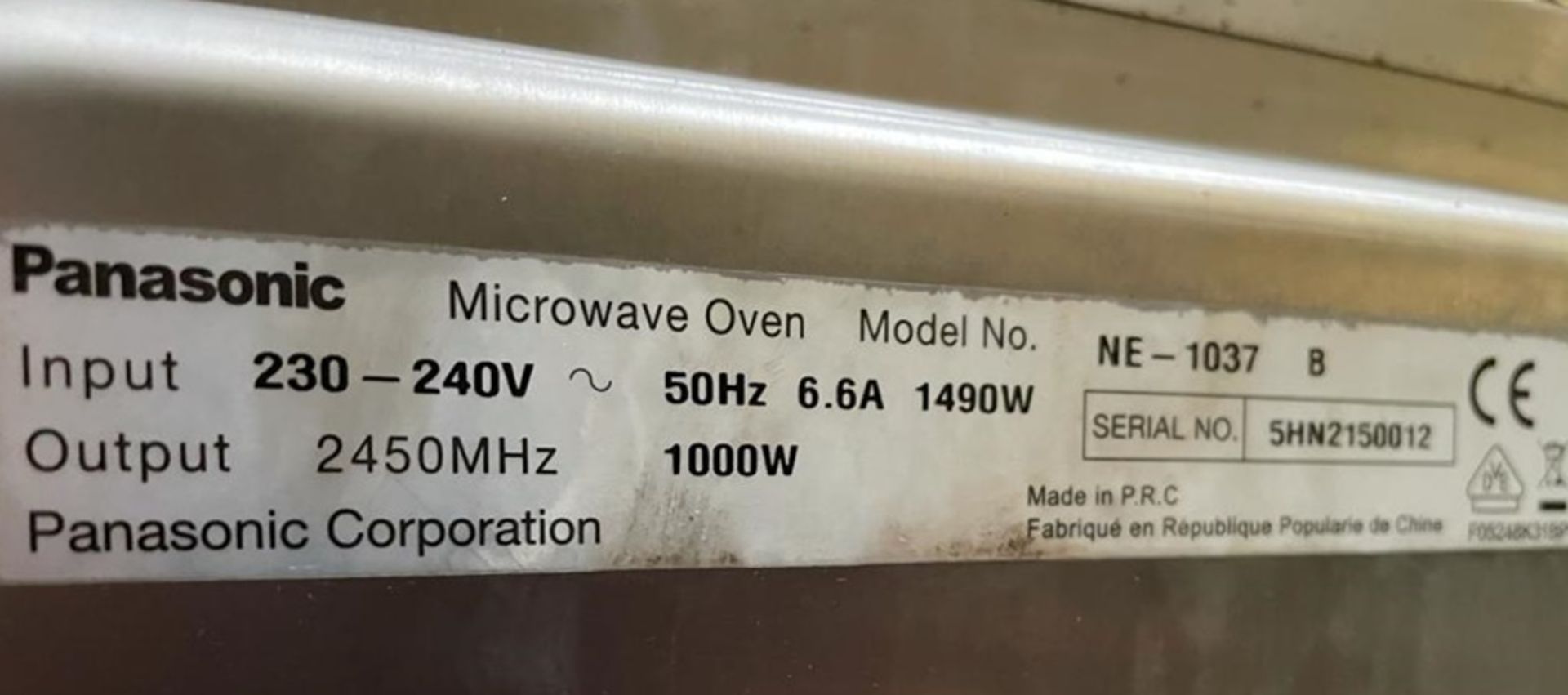 1 x Panasonic NE-1037 Commercial Microwave Oven - 240v - CL667 - Location: Brighton, Sussex, - Image 2 of 4