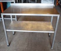 1 x Stainless Steel Prep Table With Upstand and Undershelf - H92 x W115 x D65 cms - Dimensions: