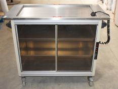 1 x Grundy Maid Mobile Food Warming Unit With Stainless Steel Heated Top and Smoked Glass Doors -