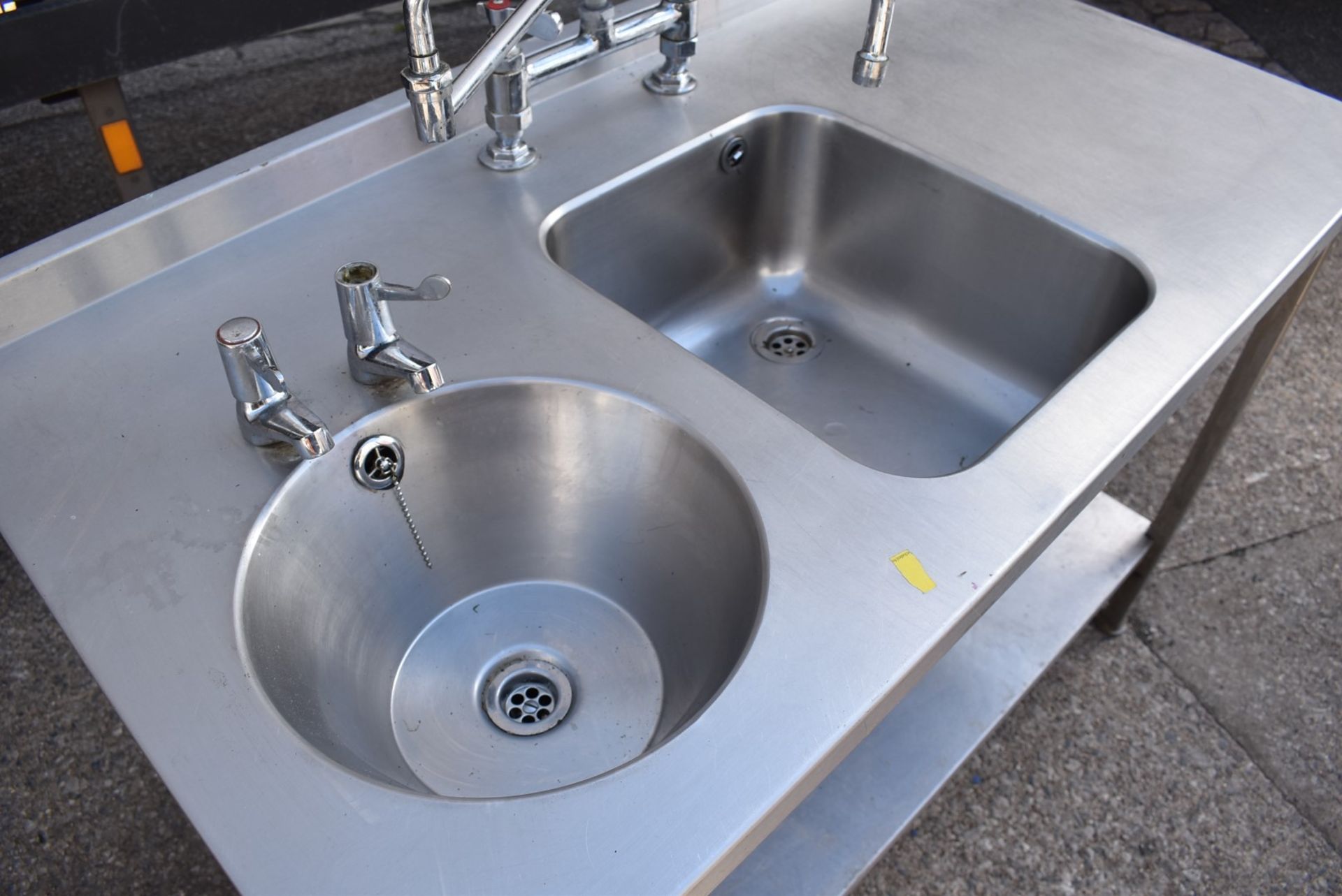 1 x Stainless Steel Commercial Wash Basin Unit Sink Bowl, Mixer Taps, Hand Wash Basin, Upstand and - Image 3 of 7