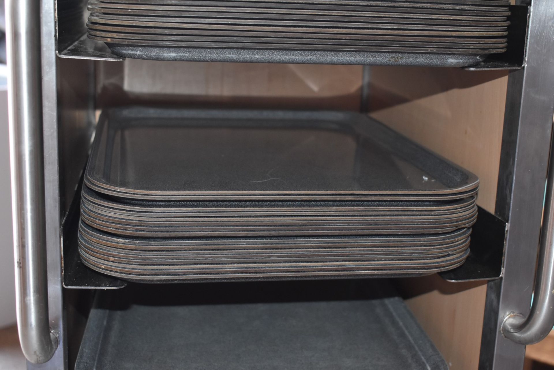 1 x Cafeteria Canteen Tray Stands With Approximately 80 x Food Trays  - Recently Removed From - Image 6 of 12