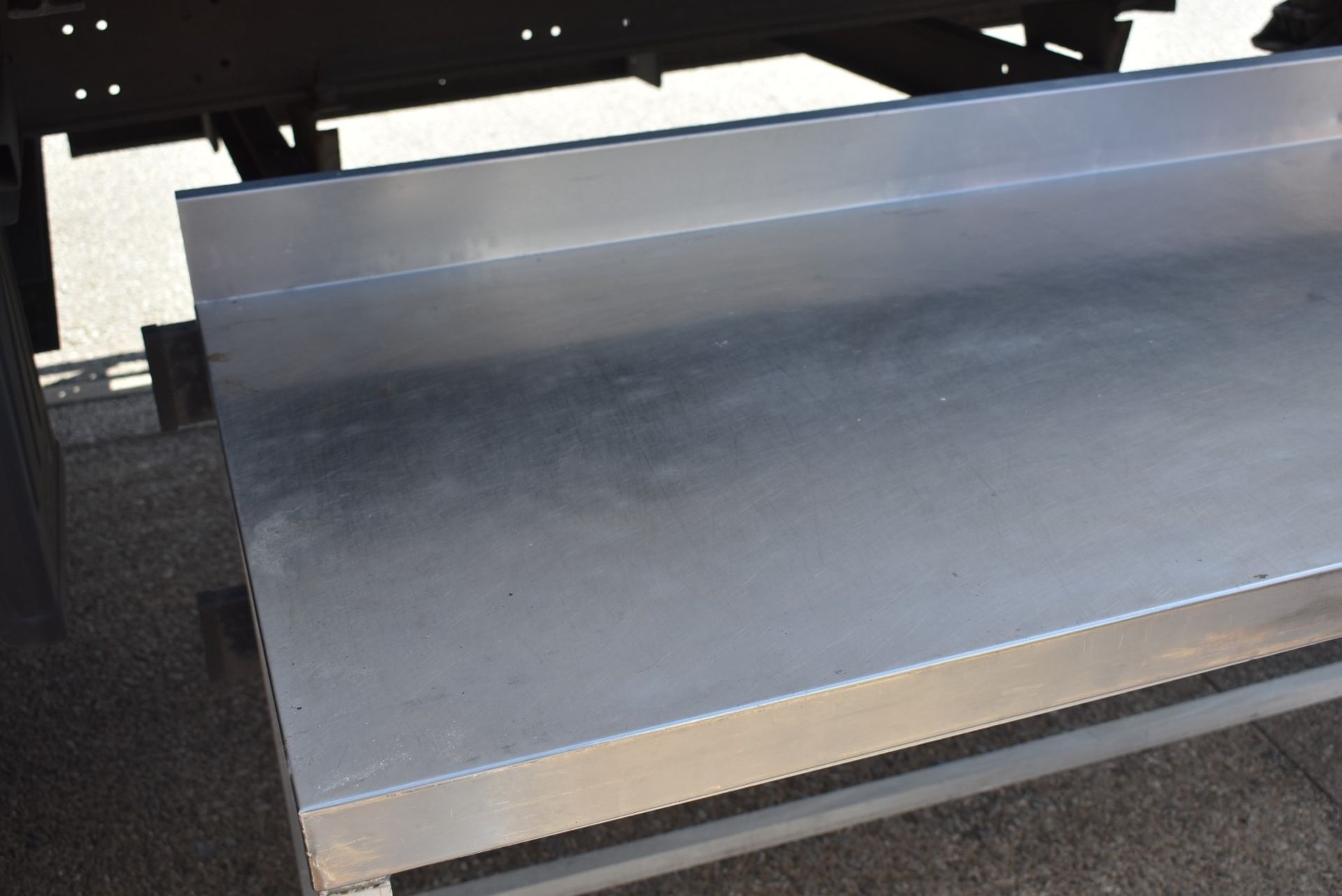 1 x Stainless Steel Prep Table With Upstand and Castor Wheels - H91 x W176 x D80 cms - Dimensions: - Image 4 of 8