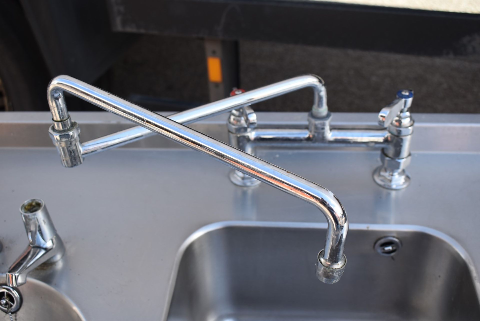 1 x Stainless Steel Commercial Wash Basin Unit Sink Bowl, Mixer Taps, Hand Wash Basin, Upstand and - Image 5 of 7