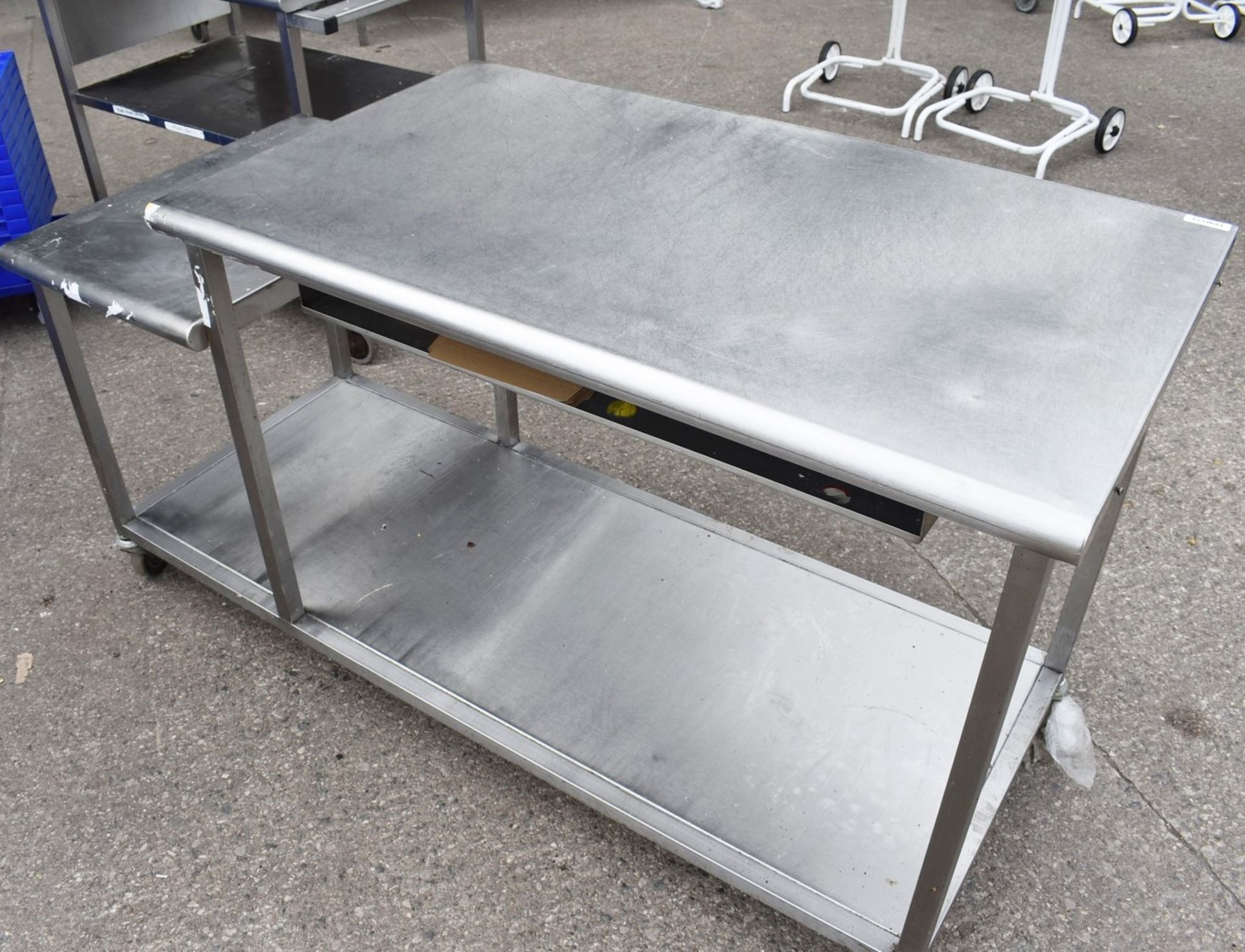 1 x Stainless Steel Prep Table on Castors Featuring Undershelf, Multi-Level Surface and Storage - Image 3 of 4