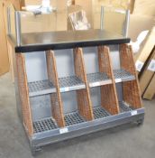 1 x Service Counter With Front Display Shelves, Rear Stainless Steel Storage Shelf & Glass Divider
