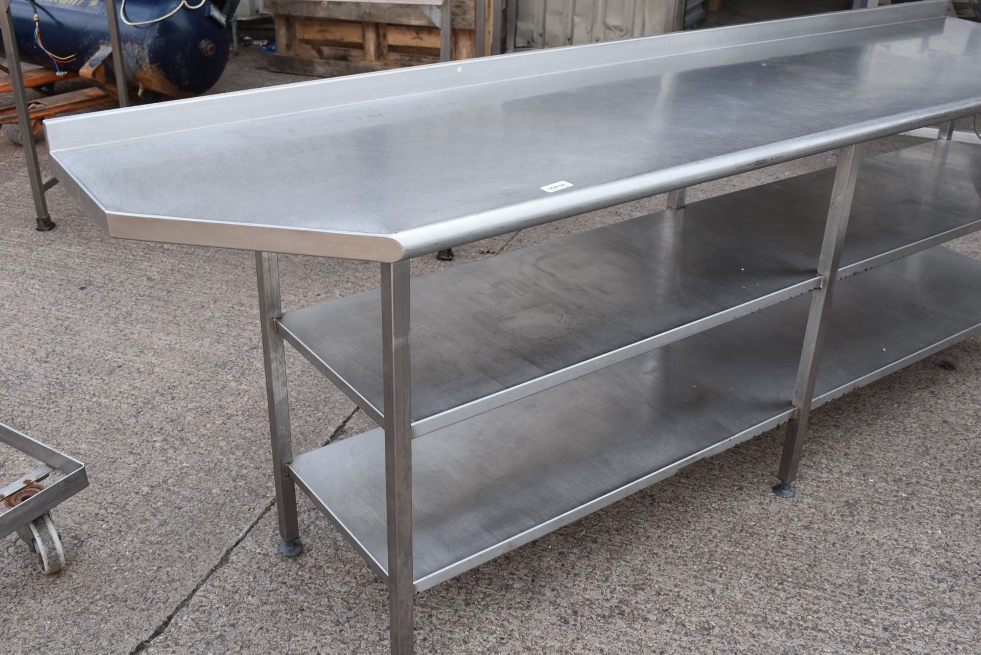 1 x Large 8ft Commercial Kitchen Prep Table With Undershelves and Upstand - Stainless Steel - - Image 2 of 9