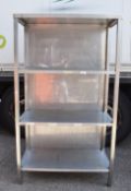 1 x Stainless Steel Commercial Kitchen Shelf Unit - Three Tier With Closed Back Panel -