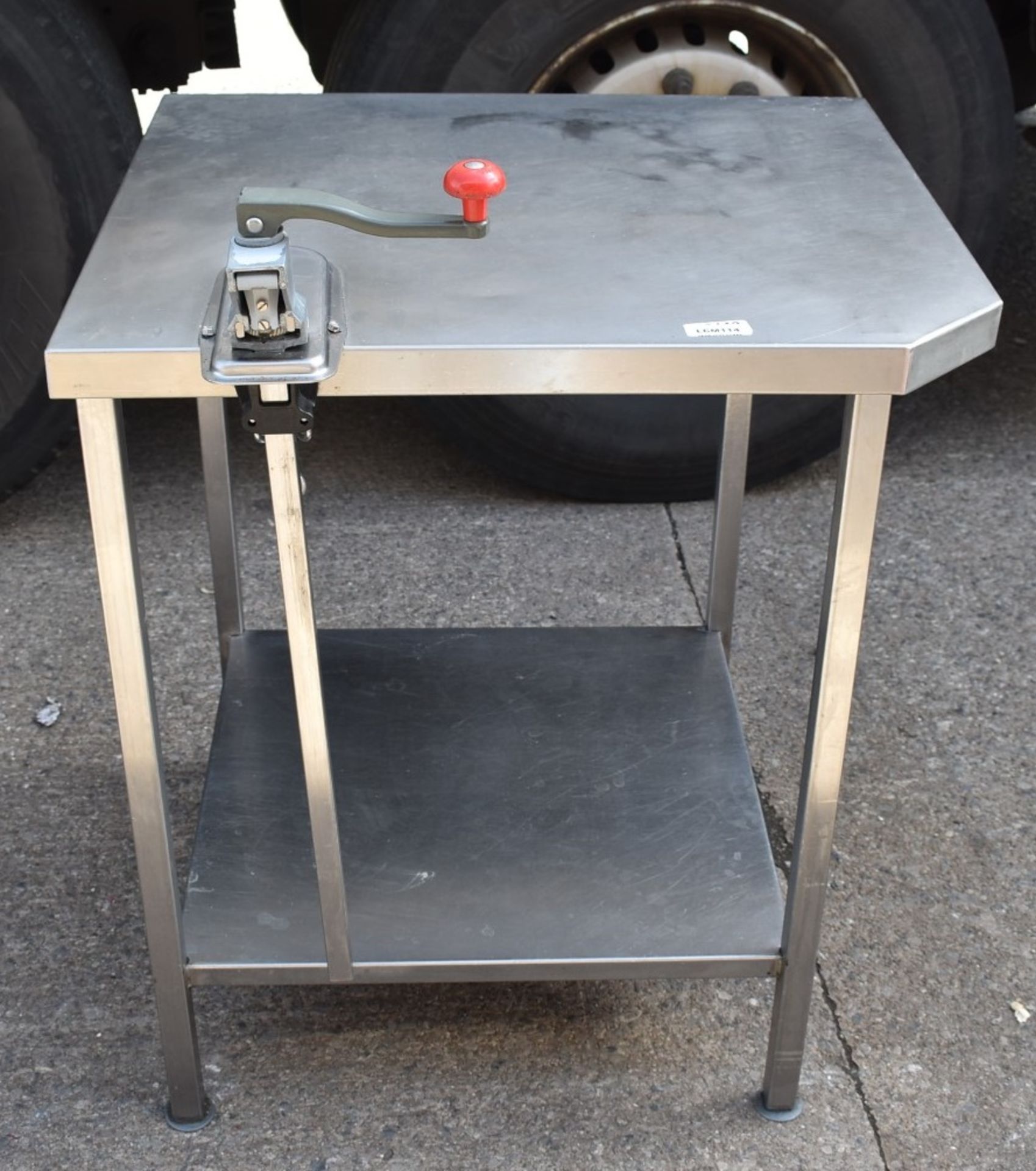 1 x Stainless Steel Prep Table With Commercial Can Opener and Undershelf - Dimensions: H86 x W75 x - Image 3 of 7