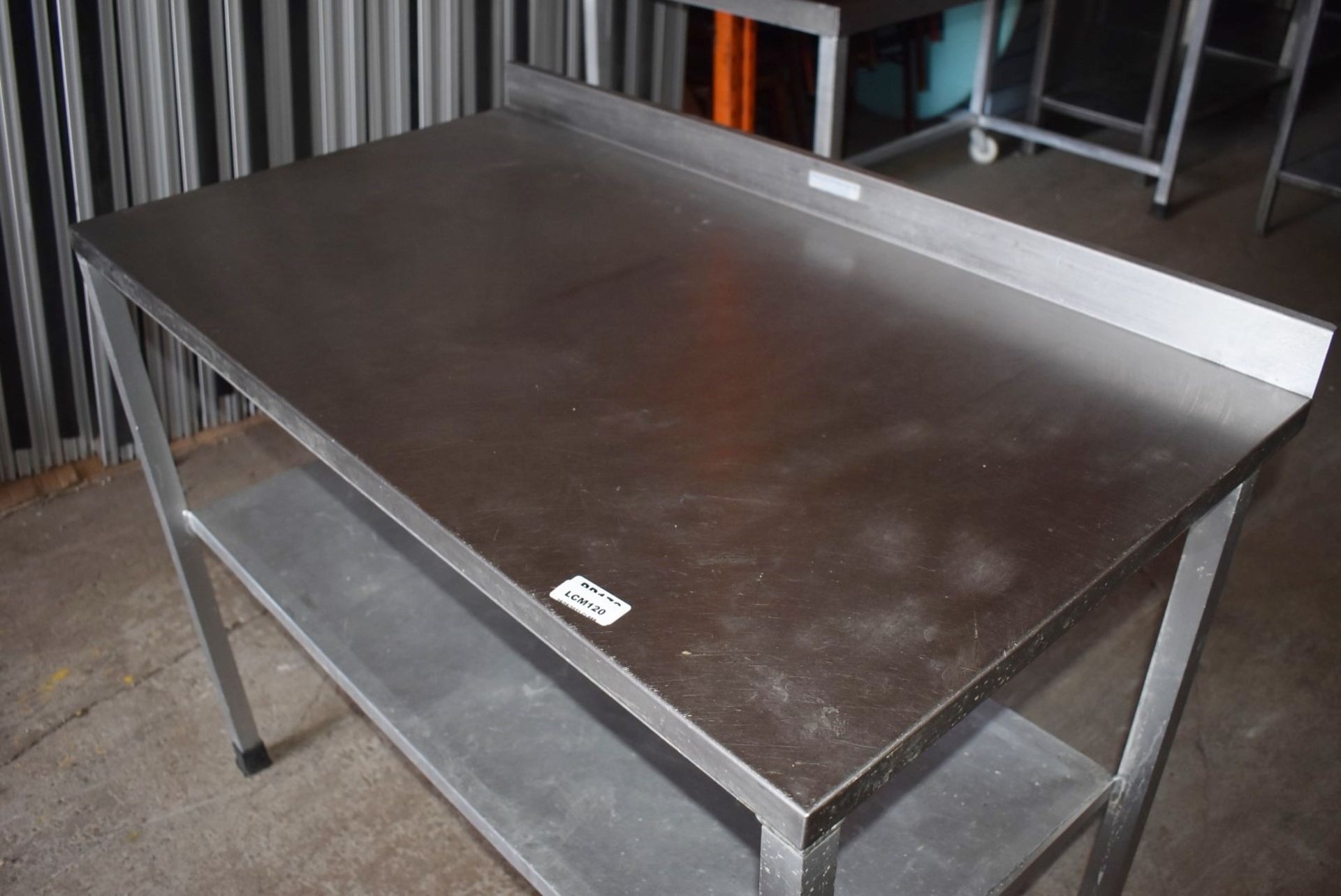 1 x Stainless Steel Prep Table With Upstand and Undershelf - H92 x W115 x D65 cms - Dimensions: - Image 6 of 8