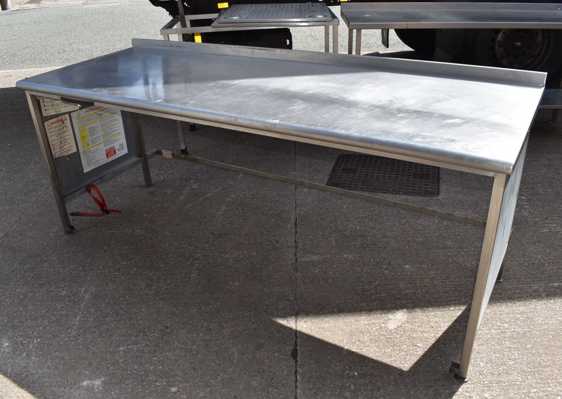 1 x Stainless Steel Prep Table With Closed Back and Sides - Dimensions: H87 x W200 x D80 cms - - Image 2 of 7