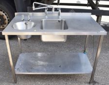 1 x Stainless Steel Commercial Wash Basin Unit Sink Bowl, Mixer Taps, Hand Wash Basin, Upstand and