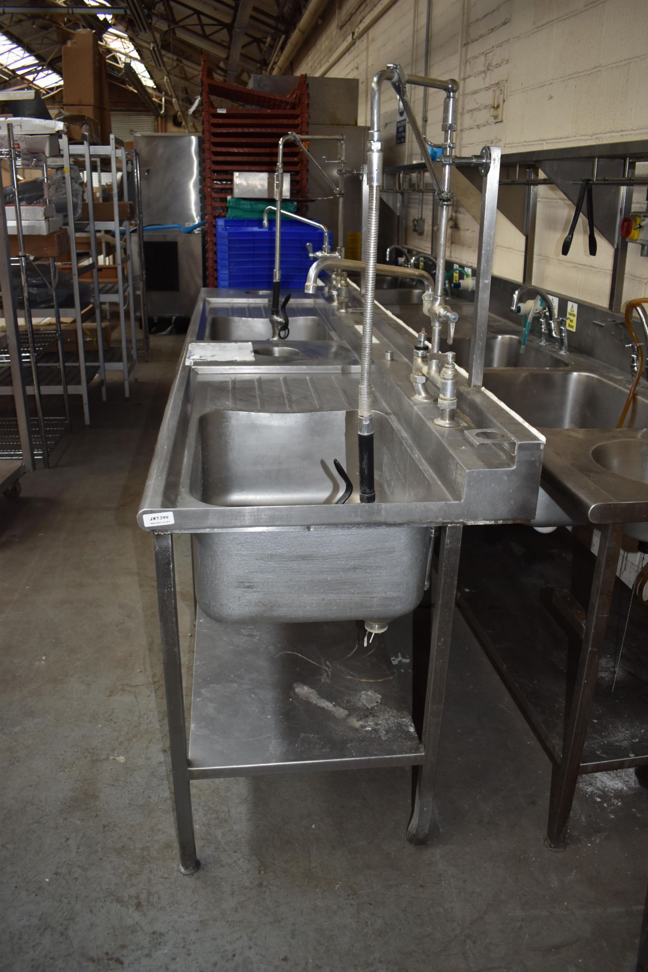 1 x Stainless Steel Commercial Wash Basin Unit With Twin Sink Bowl and Drainers, Mixer Taps, Spray - Image 7 of 12