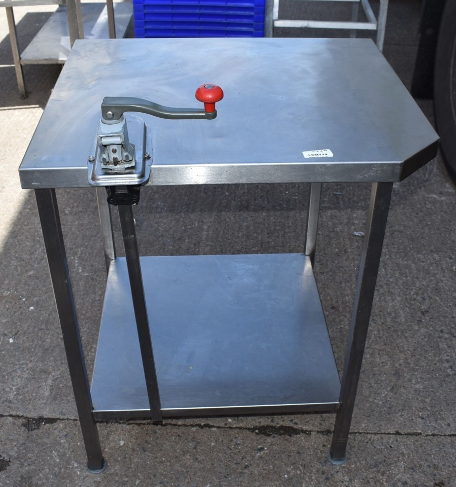 1 x Stainless Steel Prep Table With Commercial Can Opener and Undershelf - Dimensions: H86 x W75 x