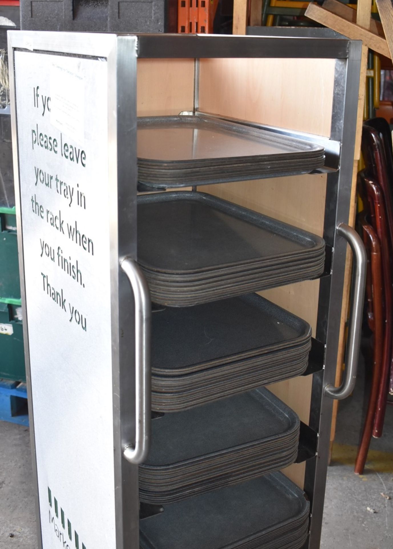 1 x Cafeteria Canteen Tray Stands With Approximately 80 x Food Trays  - Recently Removed From - Image 3 of 12