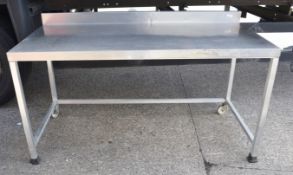 1 x Stainless Steel Prep Table With Upstand and Castor Wheels - H91 x W176 x D80 cms - Dimensions: