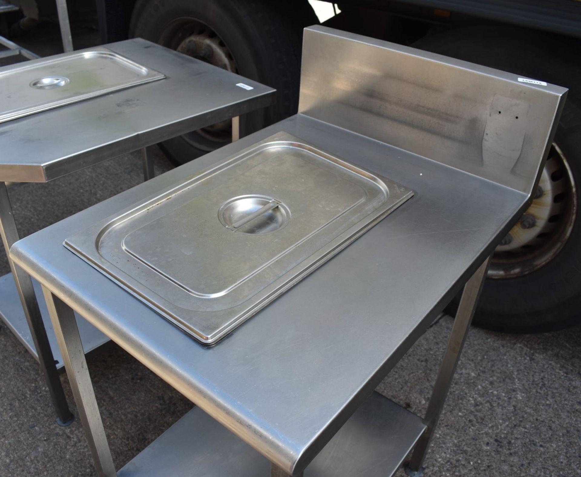 1 x Stainless Steel Prep Table WIth Inset Gastro Pan, Upstand, Undershelf and Gastro Pan Lid - - Image 2 of 5