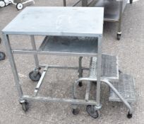 1 x Mobile Packers / Shelf Stacker Trolley With Pull Out Steps - Dimensions: H77 x W64 x D46 cms -