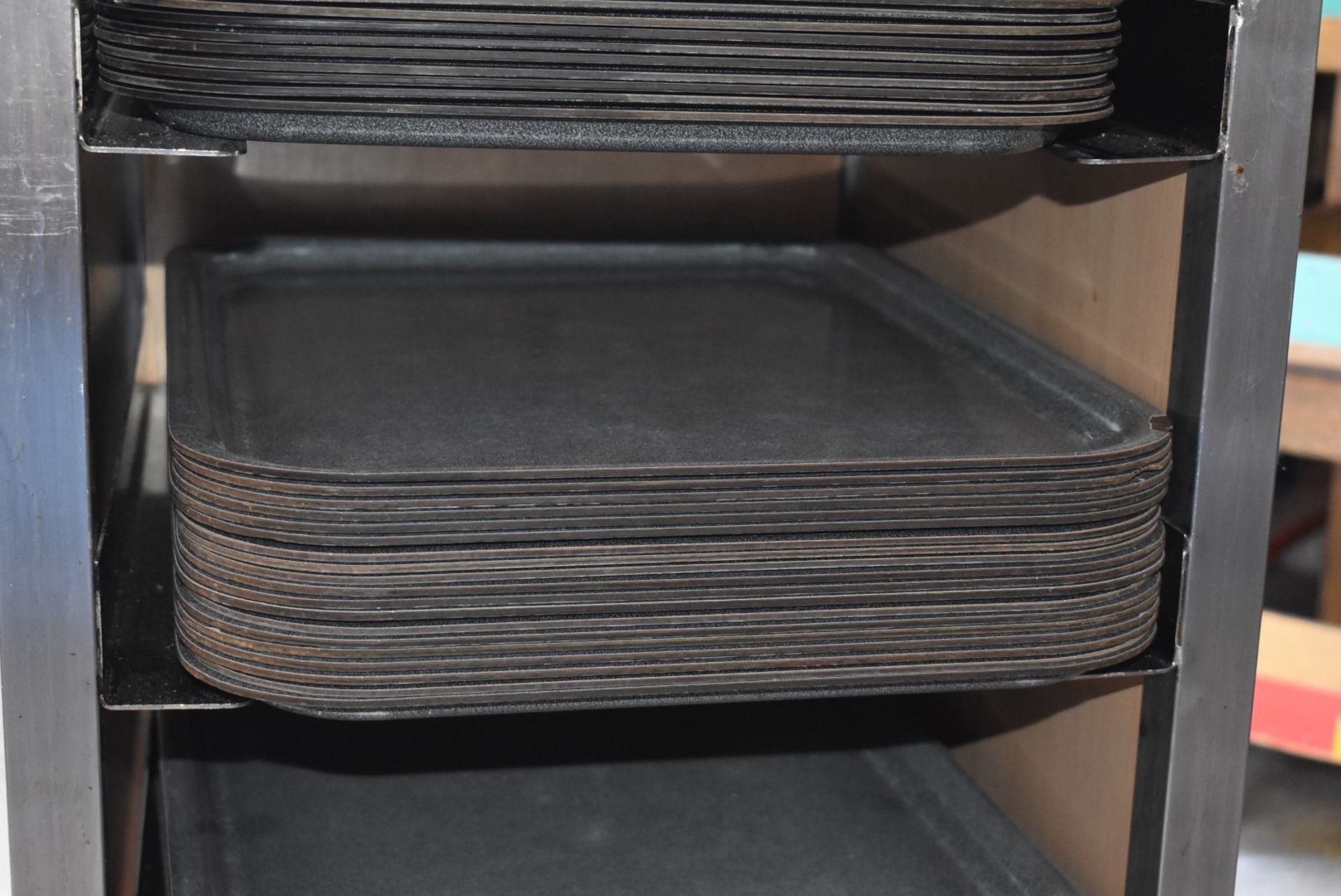 1 x Cafeteria Canteen Tray Stands With Approximately 80 x Food Trays  - Recently Removed From - Image 11 of 12