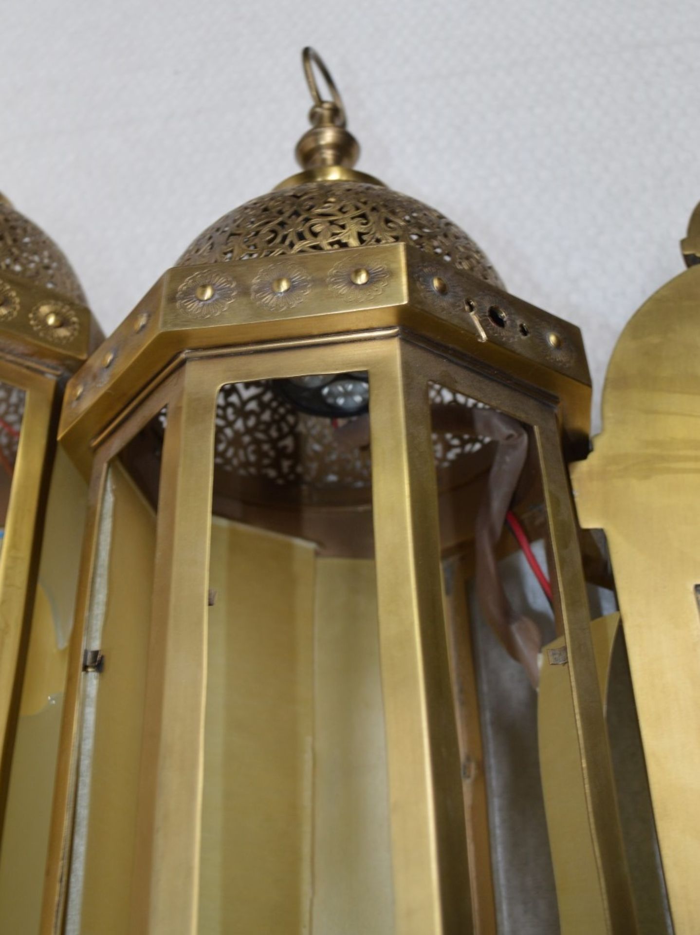 3 x Assorted Moroccan-style Brass Lights Featuring Intricate Filigree Detailing *Please Read Full - Image 7 of 7