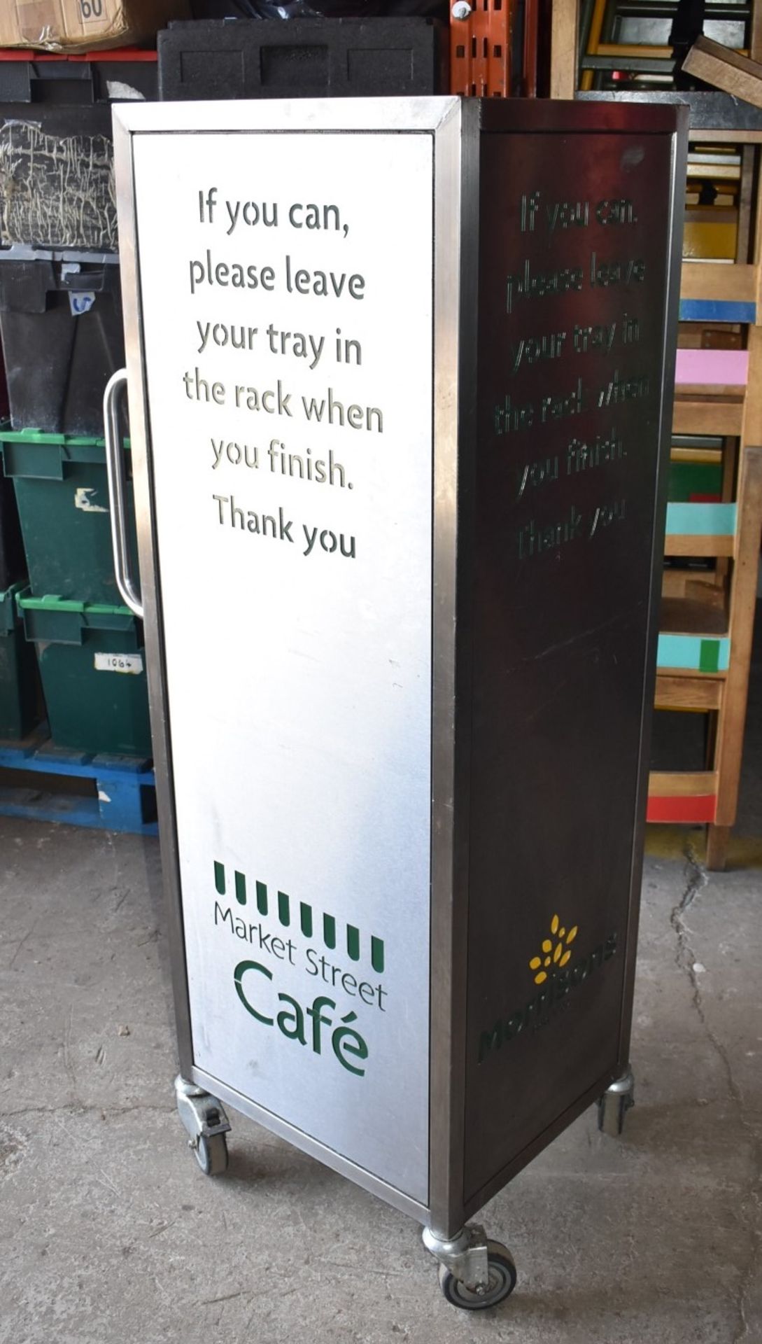 1 x Cafeteria Canteen Tray Stands With Approximately 80 x Food Trays  - Recently Removed From - Image 12 of 12