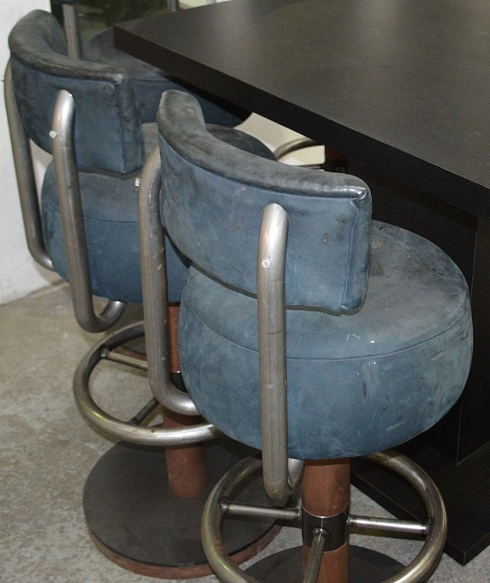 2 x Commercial Industrial-Style Hand-Built Stools With Tough Leather Upholstery And Circular - Image 3 of 5