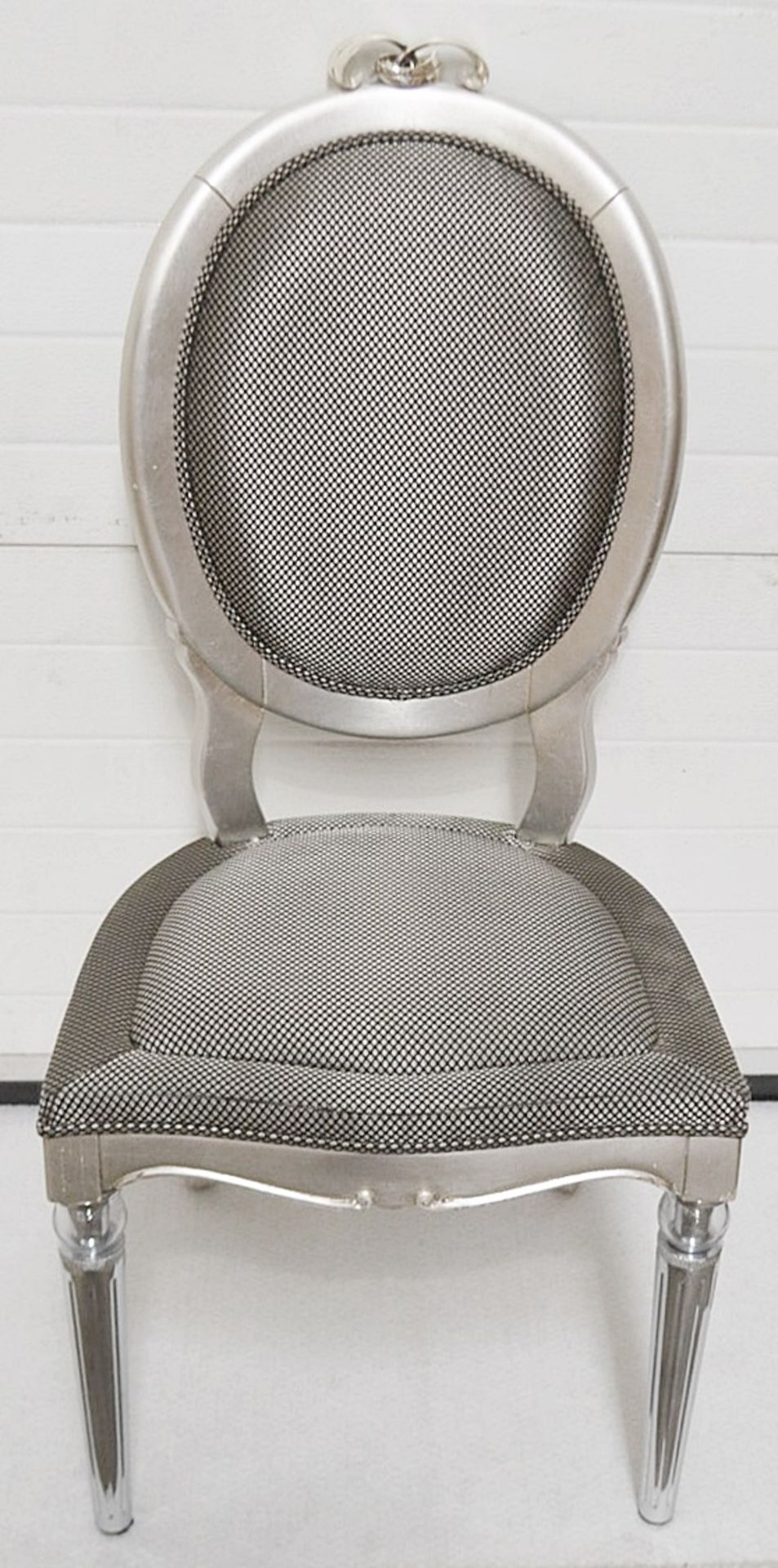 1 x Luxurious Designer Chair In Silver With Upholstered Seat And Ornate Legs - Dimensions: H72 x