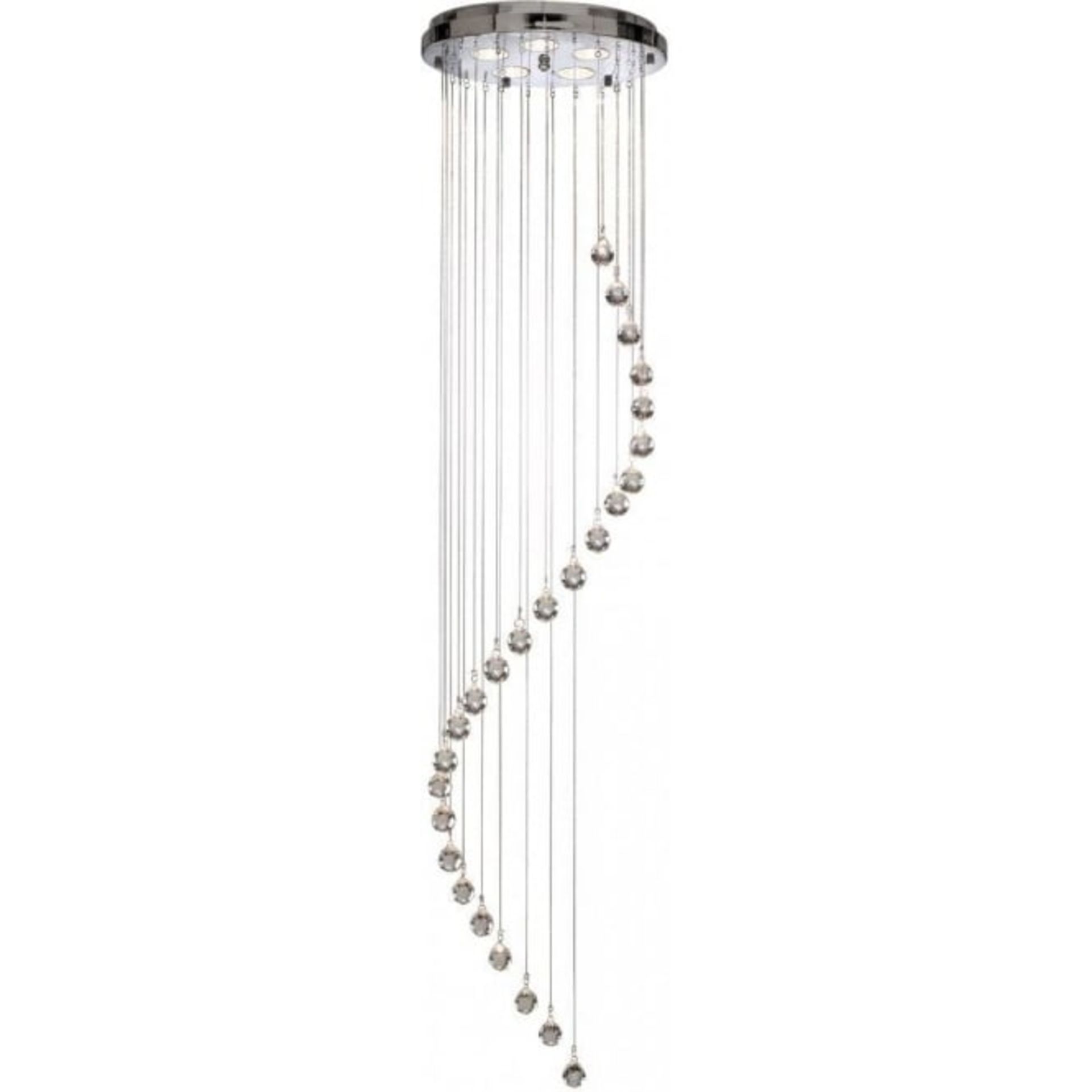 1 x Searchlight Spiral Chrome 5 Light Ceiling Light With Crystal Balls - Product Code: 5742CC -