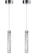 2 x Searchlight Clover Modern Crystal Single Ceiling Pendant Lights in Chrome - Product Code: 7001CC