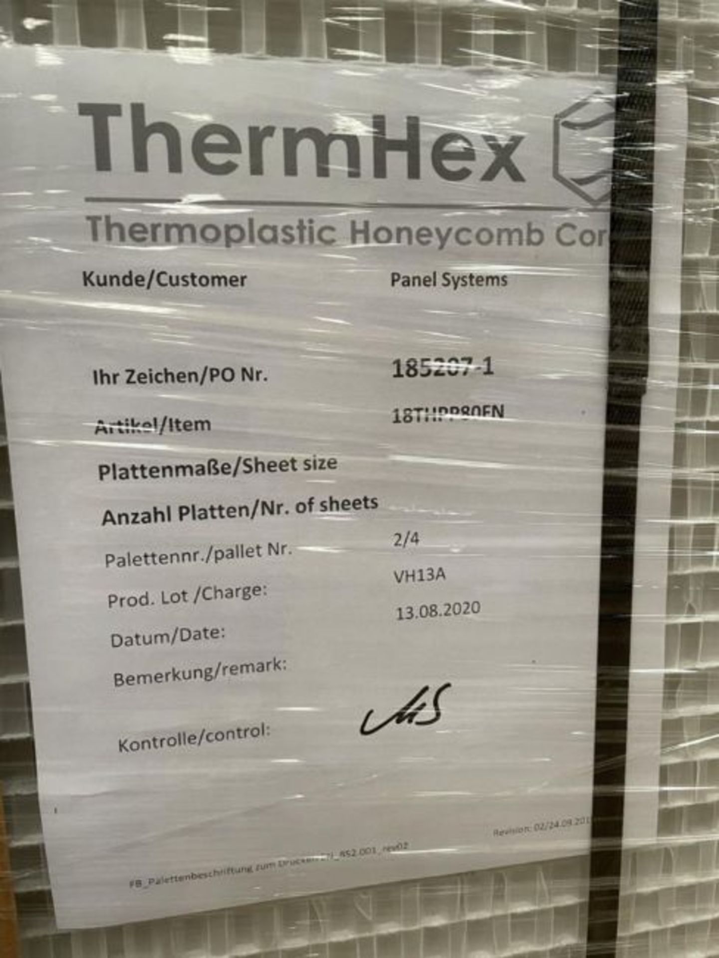 100 x ThermHex Thermoplastic Honeycomb Core Panels - Size: 693 x 1210 x 20mm - New Stock - - Image 5 of 7