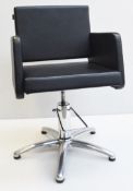 1 x Beauty Salon Hairdressing Styling Chair In Black Faux Leather - Original RRP £396.00